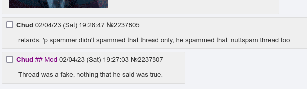 Mod claims that the thread was fake