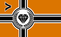 The flag of the FDL, combining the colors and symbology of the New Frootist Order flag with the base of the German Reichskriegsflagge. The > represents the green meme arrows that are integral to raids and duels.
