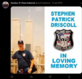 Patrick Driscoll, a relative of Kris killed during 9/11